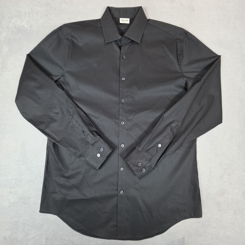 Kenneth Cole Reaction Slim Fit Black Dress Shirt Mens 16 34/35 Button Up